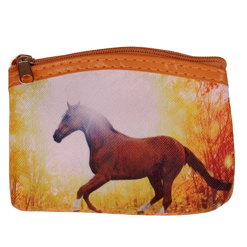 Ritsportemonnee - Bruin Paard Zon Bos - 1-vaks - 11x8cm