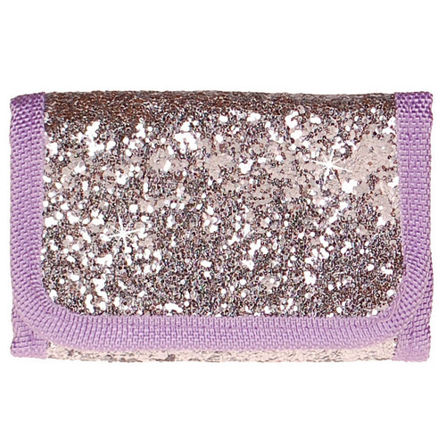 Portemonnee zilver/paars met glitters