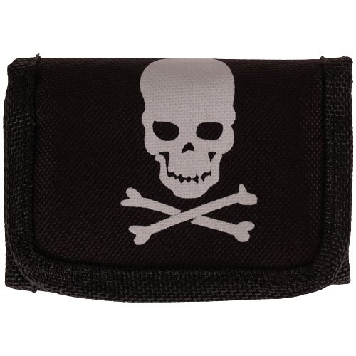 Portemonnee zwart met schedel - 12x8 cm