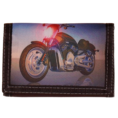 Portemonnee Jongens Klittenband - Zwart met Motor Lowrider - 13x8,5cm