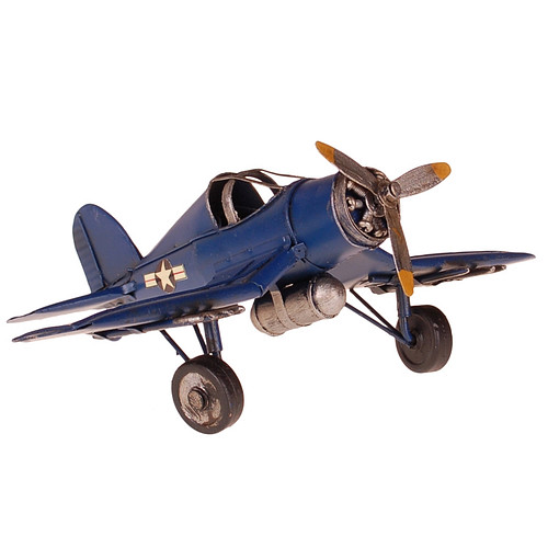 Metalen vliegtuig Corsair blauw