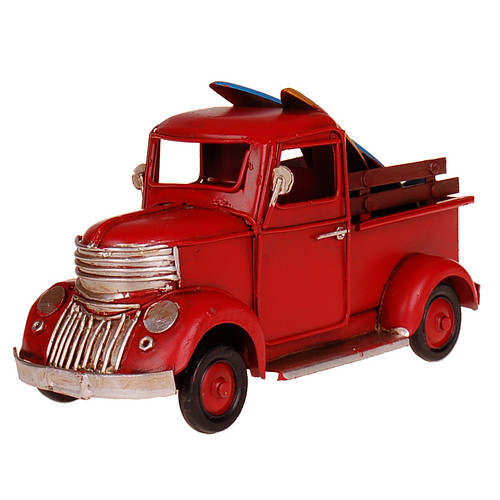 Metalen voertuig - Classic Chevy Pickup met Surfplanken - 16,5x6,5x9,5cm