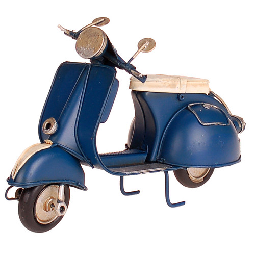 Metalen voertuig - Classic Scoorter Blauw Retro - 17,5x7x11,5cm