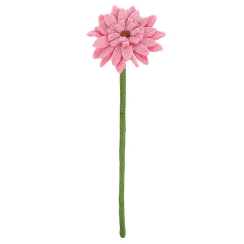 Vilten Gerbera Roze op Groene Steel - 38cm