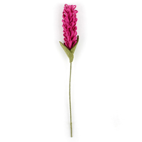 Vilten Hyacint Fuchsia op Groene Steel - 40cm