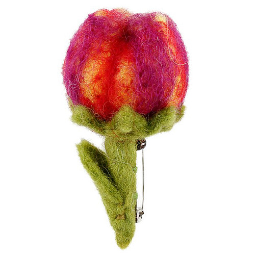 Vilten Broche Tulp Paars/Geel/Rood - 8cm