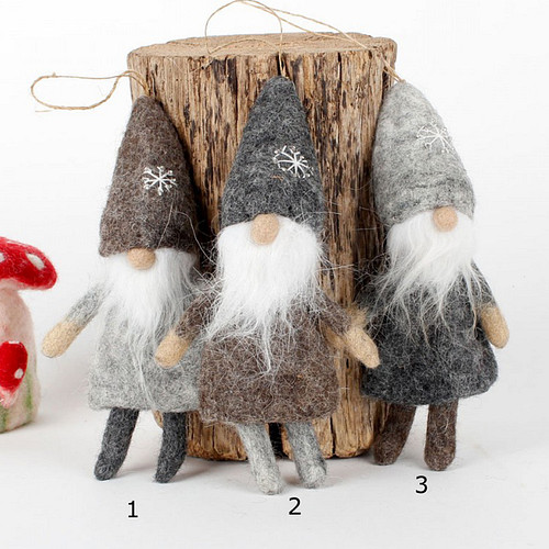 Hanger Winterkabouter Vilt - Grijs en Bruin Tinten - 18cm - Fairtrade