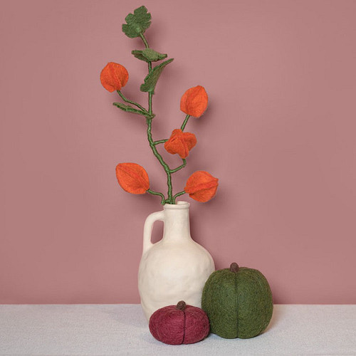 Vilt Bloem Tak - Physalis Lampion - 55cm - Fairtrade Homedecoratie