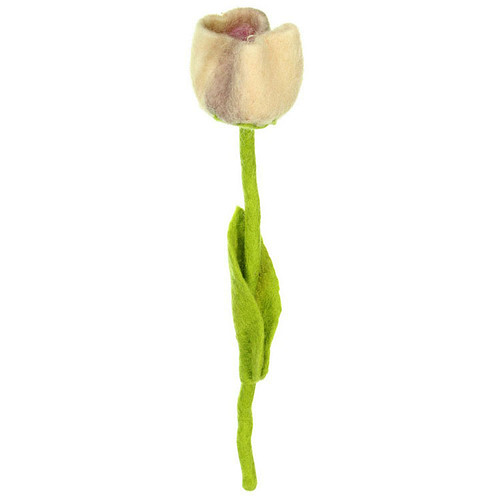 Vilt Bloem - Tulp "Livia" Pastel Terracotta/Paars - 40cm - Fairtrade Homedecoratie