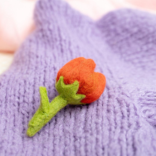 Vilten Broche Tulp "Odile" - Oranje - 8cm