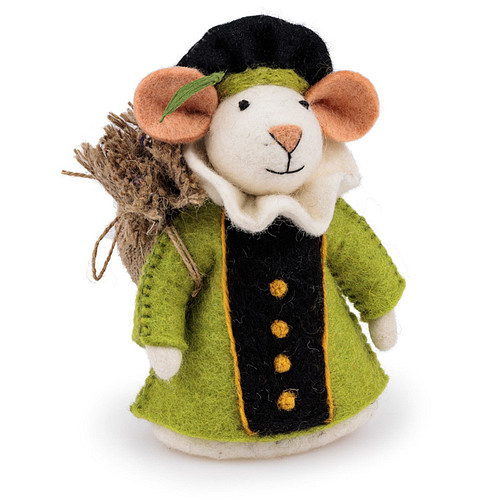 Pietermuis Vilt Fairtrade - Piet Groen met Jute Zak - Groen & Creme & Zwart - 18cm