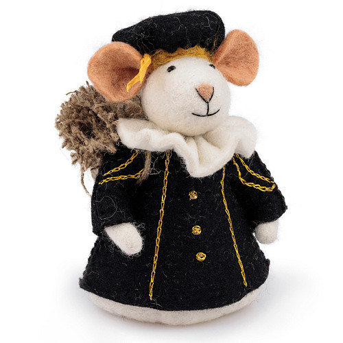 Pietermuis Vilt Fairtrade - Hoofdpiet met Jute Zak - Zwart & Goudkleurig draad - 18cm