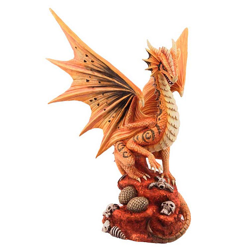 Beeld Woestijndraak - Desert Dragon - Oranjegeel - Anne Stokes - Fantasy Homedeco - 21x28cm