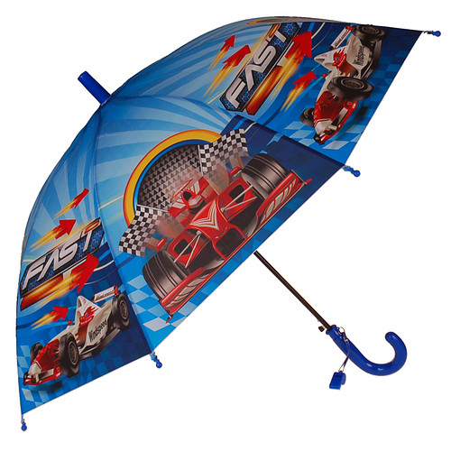 Paraplu Kind - Formula Raceautos FAST - Blauw - Fluitje - 80cm