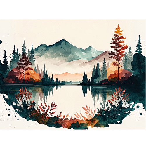 Schilderen op Nummer Set - Landschap Wildernis - Meer/Bomen/Berg - incl. Verf & Penselen - 30x40cm