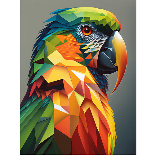 Schilderen op Nummer Set - Papegaai Geometrische Vlakken - incl. Verf & Penselen - 30x40cm