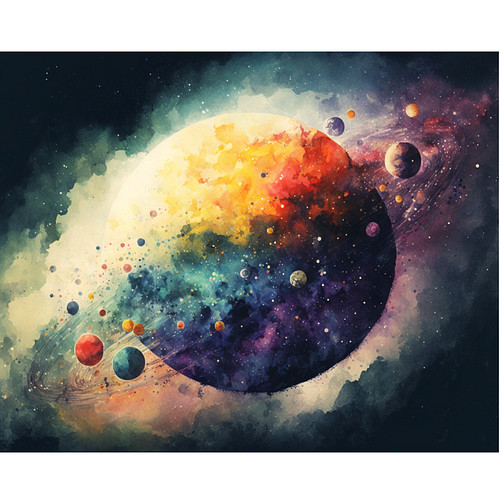 Schilderen op Nummer Set - Ruimte Planeten - incl. Verf & Penselen - 40x50cm
