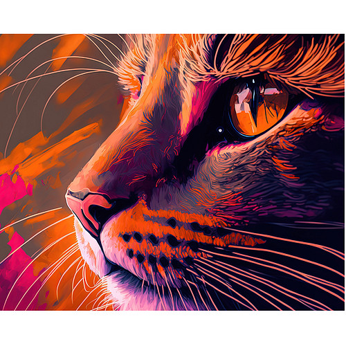 Schilderen op Nummer Set - Poes Close-up - incl. Verf & Penselen - 40x50cm