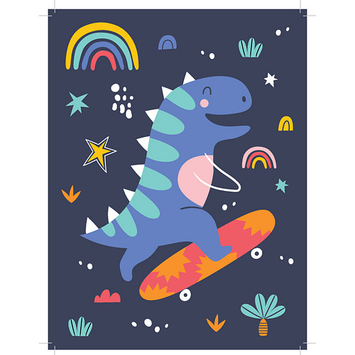 Schilderen op Nummer Set - Kind 6+ - Funny Dino Skateboard - Plaat Karton + Bonusplaat - incl. Verf & Penselen - 18x24cm