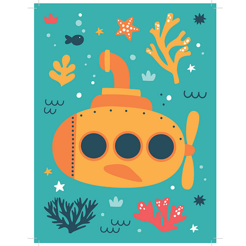 Schilderen op Nummer Set - Kind 6+ - Onderzeeër Zeeleven - Plaat Karton + Bonusplaat - incl. Verf & Penselen - 18x24cm