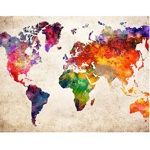 Schilderen op Nummer Set - Planisphere / Wereldkaart - incl. Verf & Penselen - 40x50cm