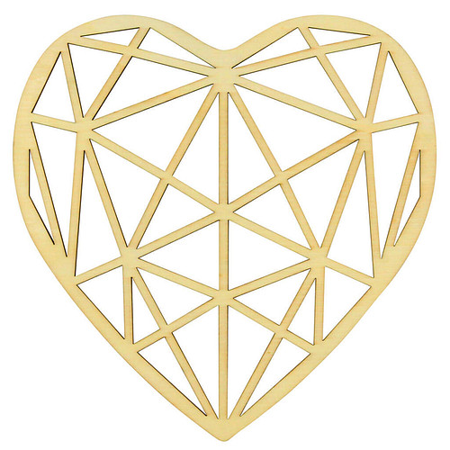 Hart Geometrische Lijnen - DIY-Deco & Hobby/Creatief - Duurzaam & Onbehandeld Hout - 20x20x0.25cm