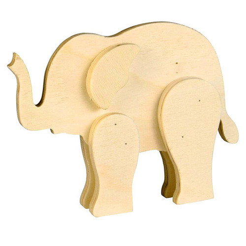 Olifant - Hout 3D Staand - Hobby & DIY - Duurzaam & Onbehandeld Hout - 12x9x2cm