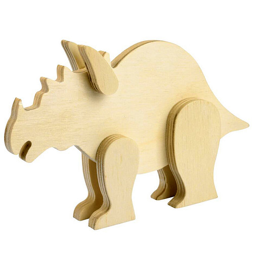 Triceratops Dinosaurus - Hout 3D Staand - Hobby & DIY - Duurzaam & Onbehandeld Hout - 16x10.5x2.7cm