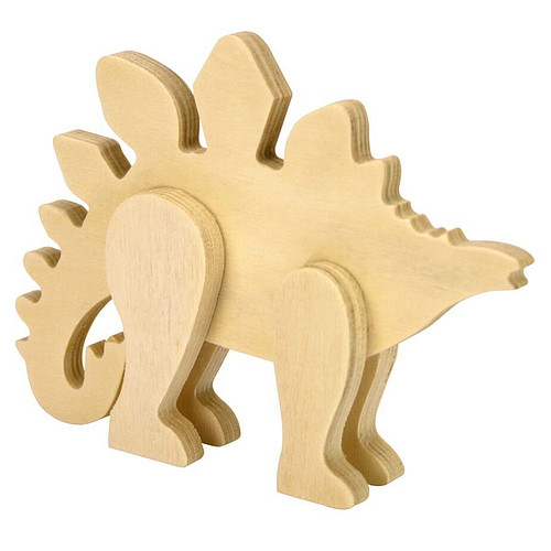 Stegosaurus Dinosaurus - Hout 3D Staand - Hobby & DIY - Duurzaam & Onbehandeld Hout - 16x11.5x2.7cm