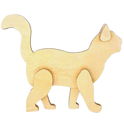 Kat / Poes - Hout 3D Staand - Hobby & DIY - Duurzaam & Onbehandeld Hout - 10x12x2cm