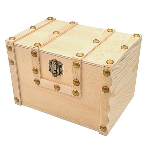 Piratenkistje - Knutselen/Hobby/DIY - Onbehandeld FSC Hout - Nageltjes&Sluiting - 15x10x10cm