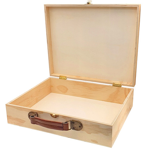 Koffer/Kistje - Knutselen/Hobby/DIY - Onbehandeld FSC Hout - Handgreep&Sluiting - 33x9x27cm