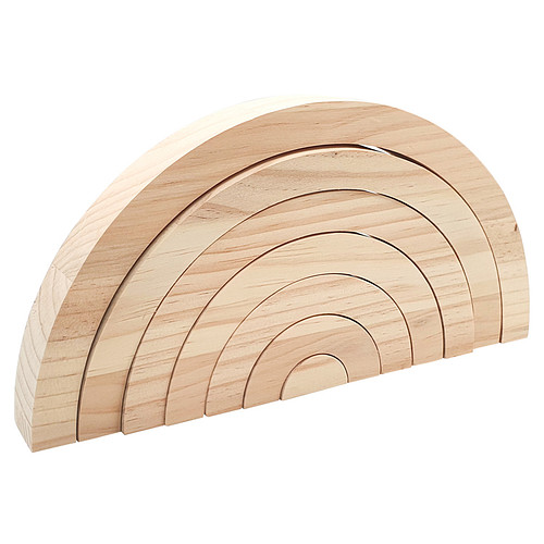 Regenboog Puzzel - 7-Delig - Knutselen/Hobby/DIY - Onbehandeld FSC Hout - 27x14x3cm