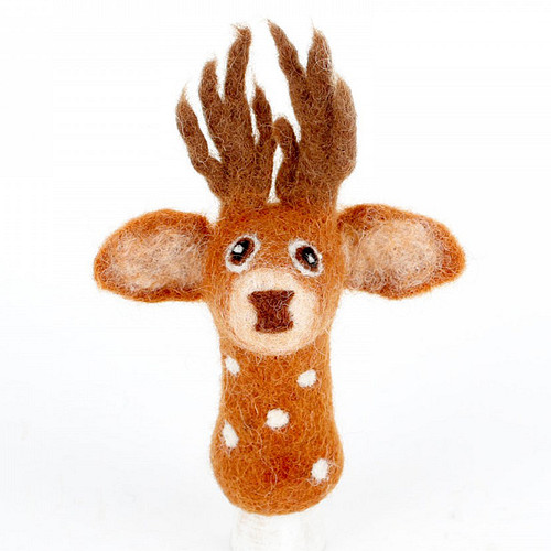 Vingerpopje Vilt - Hert - Oranjebruin 3D - 12x10cm - Fairtrade