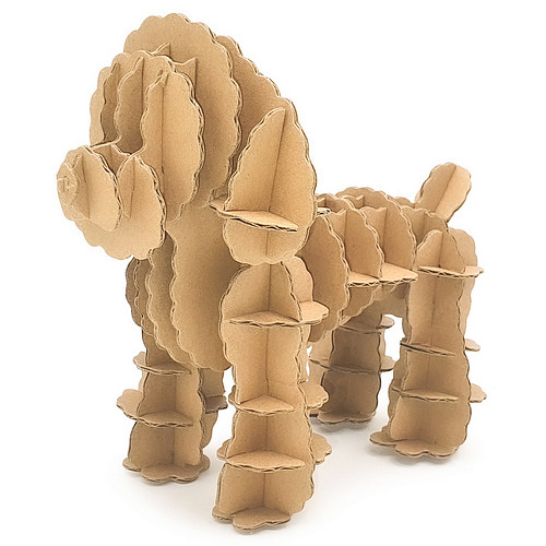 3D Model Karton Puzzel - Poedel Hond - DIY Hobby Knutsellen - 15x8.5x12.5cm