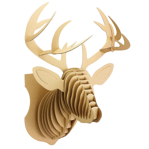 3D Model Karton Puzzel - Hertenhoofd Muurschild - DIY Hobby Knutsellen - 31x54x30cm