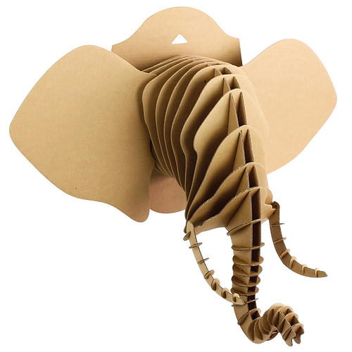 3D Model Karton Puzzel - Olifant Hoofd Muurschild - DIY Hobby Knutsellen - 77x37x29cm