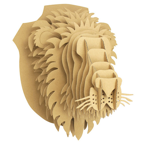 3D Model Karton Puzzel - Leeuwenhoofd Muurschild - DIY Hobby Knutsellen - 25x32x24cm