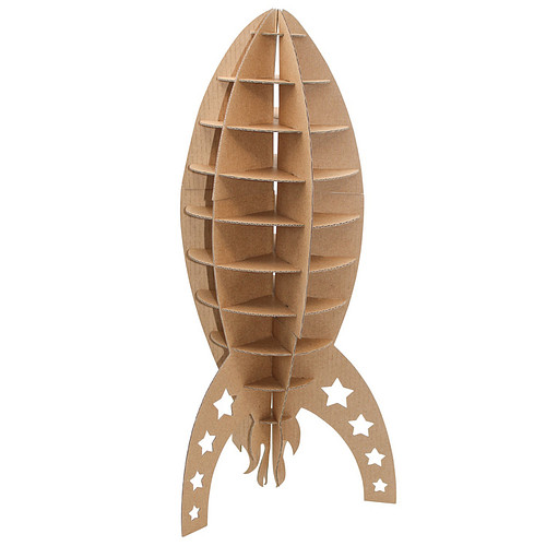 3D Model Karton Puzzel - Raket Cartoonstyle Small - DIY Hobby Knutsellen - 42x19cm