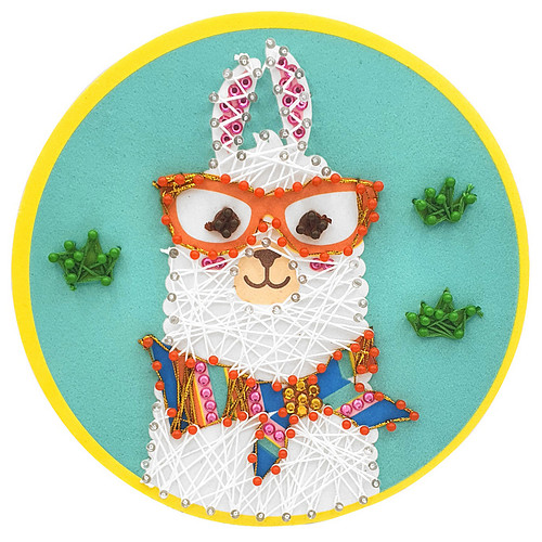 Knutselset Kind 3+ - String-Art Lama Relax - Gouddraad & Strass - Hobby - 21cm