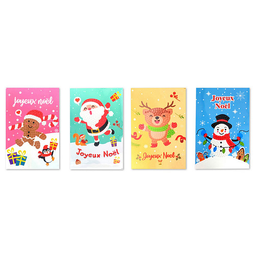 Knutselset Diamond Painting Kerstkaart - Joyeux Noël - incl 4 Enveloppen - 10x15cm