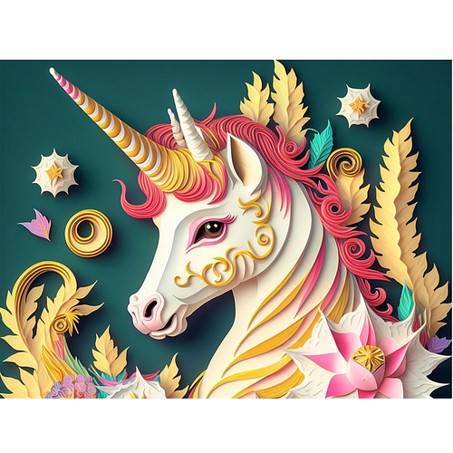 Diamond Painting Set - Eenhoorn / Unicorn Vintage - incl. Pen & Wax - 30x40cm