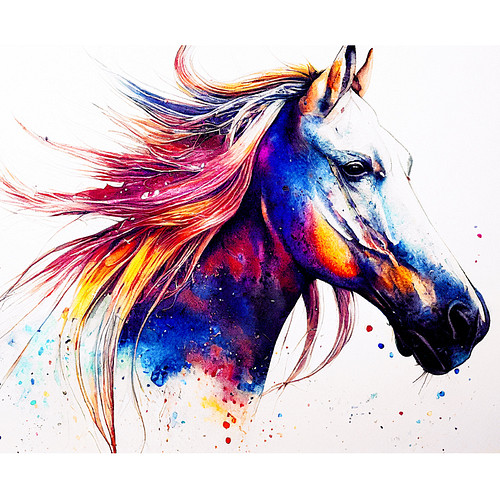 Diamond Painting Set - Paard Gekleurd - incl. Pen & Wax - 40x50cm