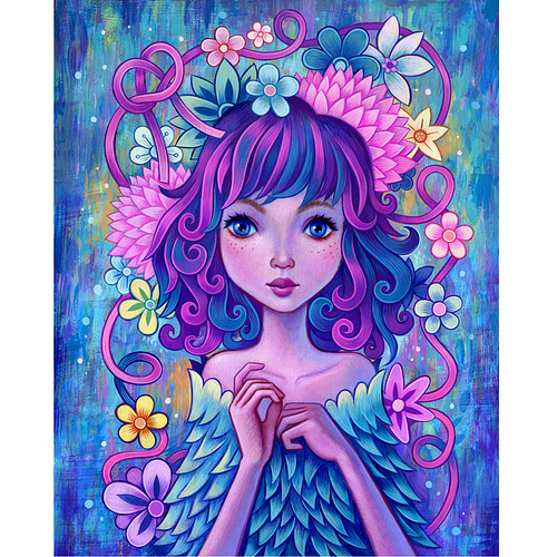 Diamond Painting Set - In Your Mind - Meisje Bloemen - incl. Pen & Wax - 40x50cm