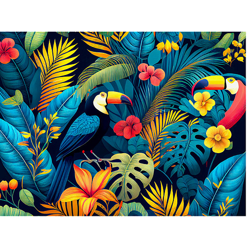 Diamond Painting Set - Tropische Bloemen & Toekans - incl. Pen & Wax - 30x40cm