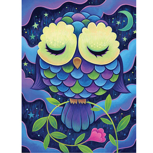 Diamond Painting Set - Uil Middernacht - incl. Pen & Wax - 30x40cm