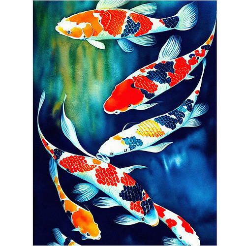 Diamond Painting Set - Koi Karpers - incl. Pen & Wax - 30x40cm