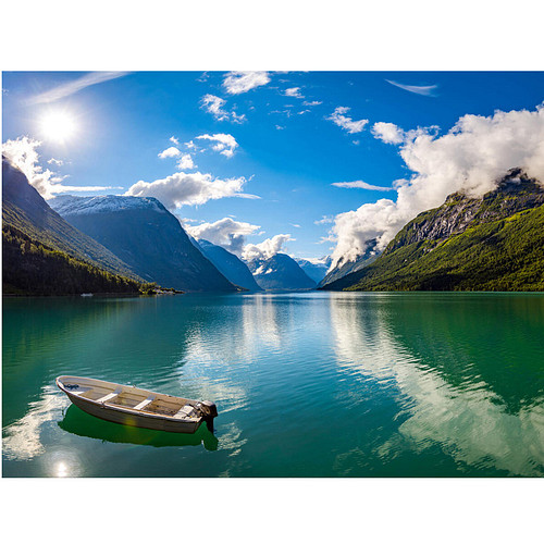 Diamond Painting Set - Boot in Bergmeer & Berglandschap - incl. Pen & Wax - 30x40cm