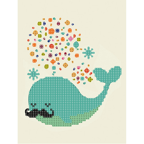 Diamond Painting Knutselset Kind 6+ - Walvis Cartoon - Kaart - incl. Pen - 15x20cm