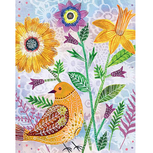 Diamond Painting Set - Gele Vogel Bloemen - incl. Pen & Wax - 40x50cm